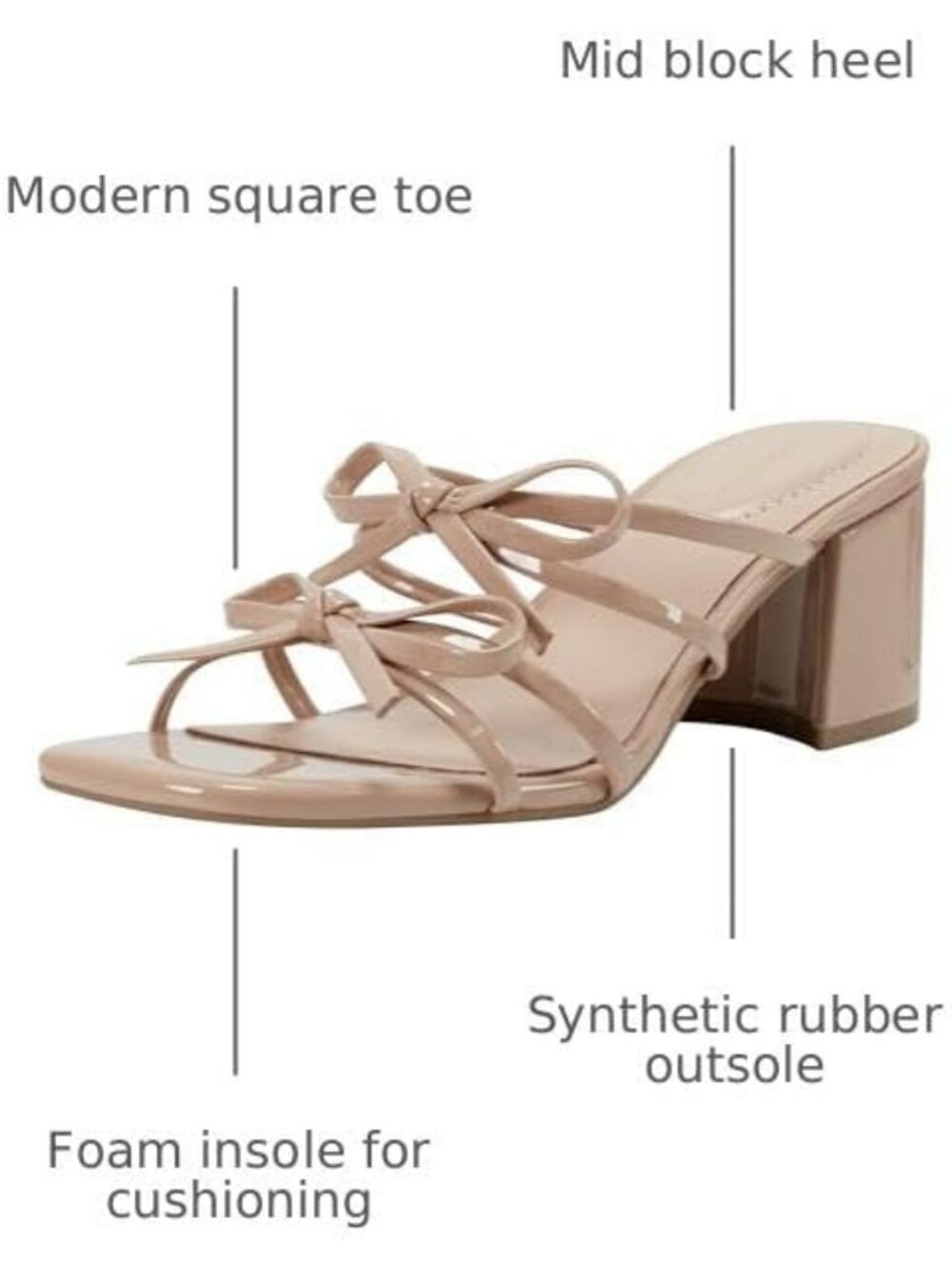 Bandolino Blush/Nude/Beige Strappy Bow Block Heel Sandals Size 8.5